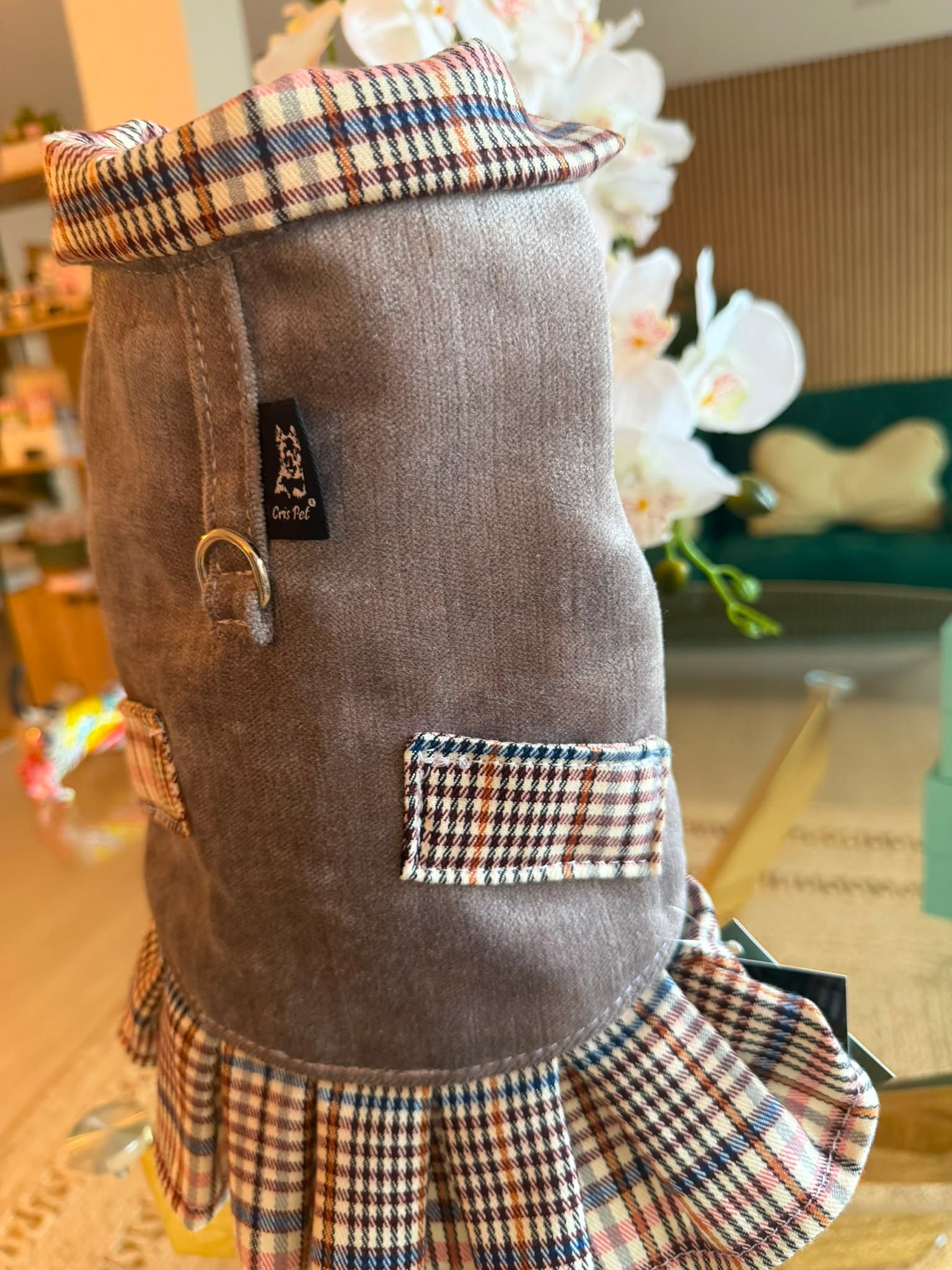 Bat-Jacket Ruffle Tweed Escocês Bege - Image 2
