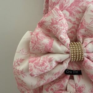 TIPOIA ROSA FLORAL COM LAÇO EM STRASS